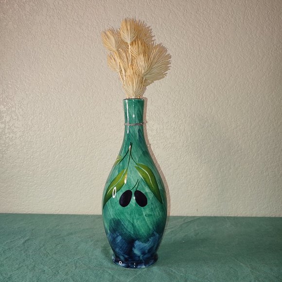 Italian Turquoise Olive Vase - Picture 1 of 8